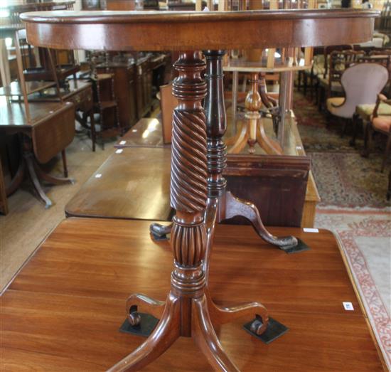 Banded mahogany oval topped wine table